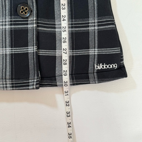 Billabong Jacket Womens Medium Black Plaid Tapered Waist Pea Coat With Pockets - Picture 10 of 16